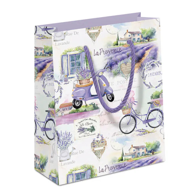 Ajándéktáska 22x9x23 cm levendulás Provence mintával
