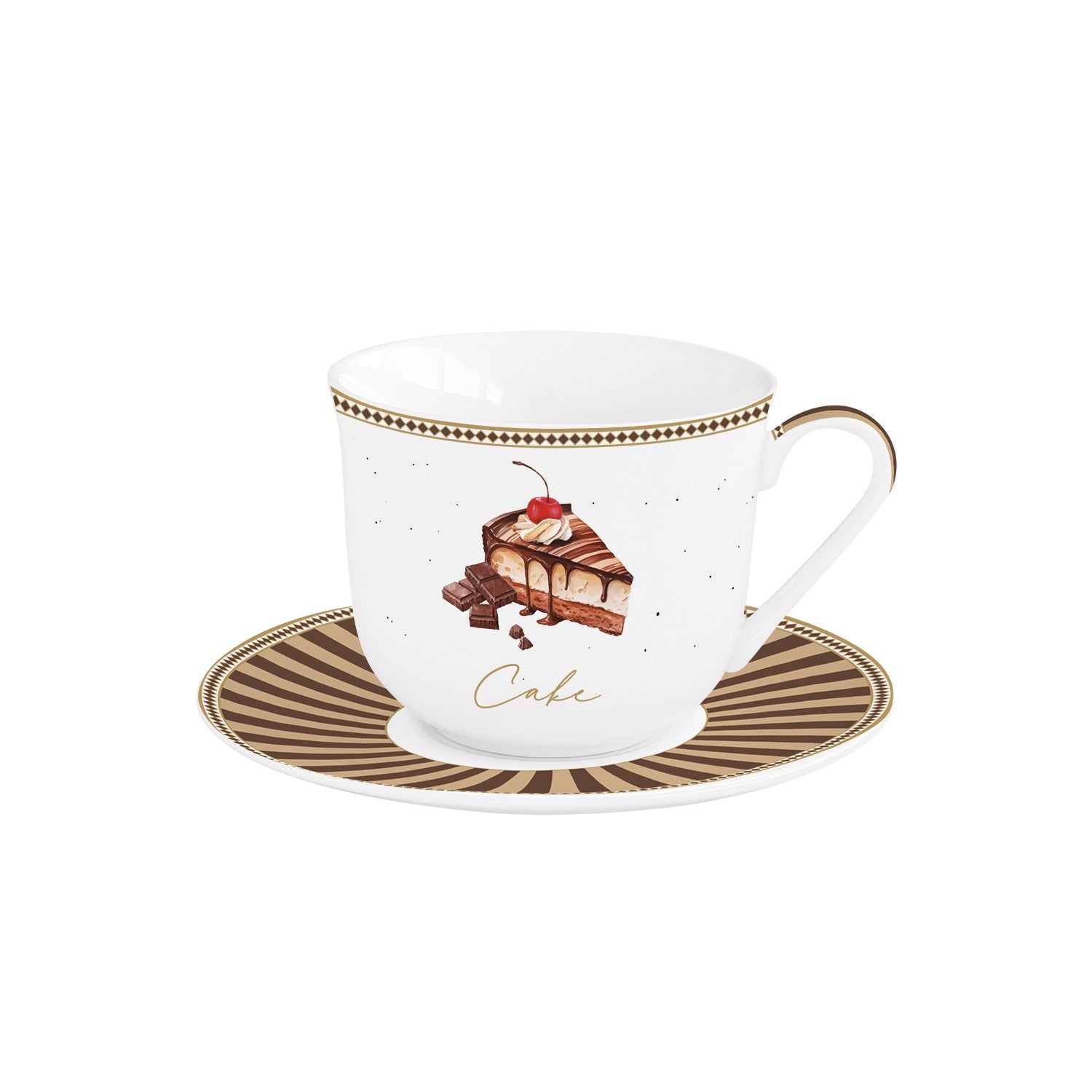 Porcelán nagy reggeliző csésze aljjal 370 ml díszdobozban Sweet Moments