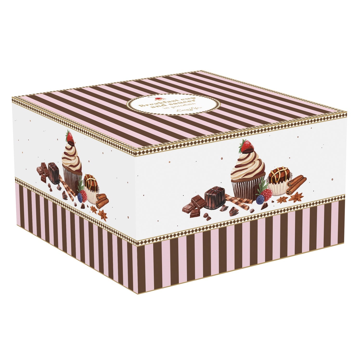 Porcelán nagy reggeliző csésze aljjal 370 ml díszdobozban Sweet Moments