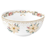 Karácsonyi porcelán nagy mély tál Ø 23 cm fehér arany mikulásvirág White Elegance