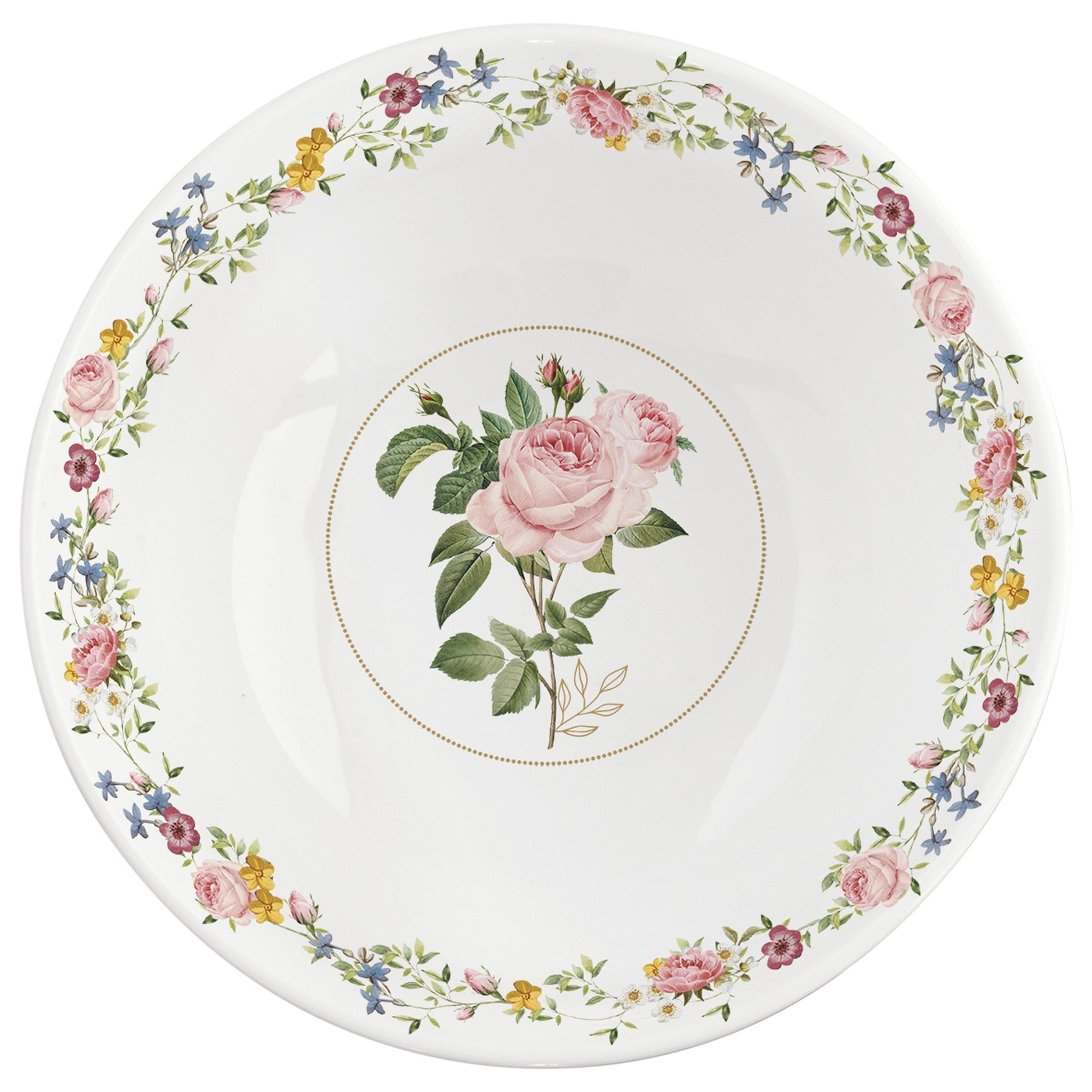Porcelán nagy mély kínáló tál 23 cm – Rózsa mintás Chant des Roses