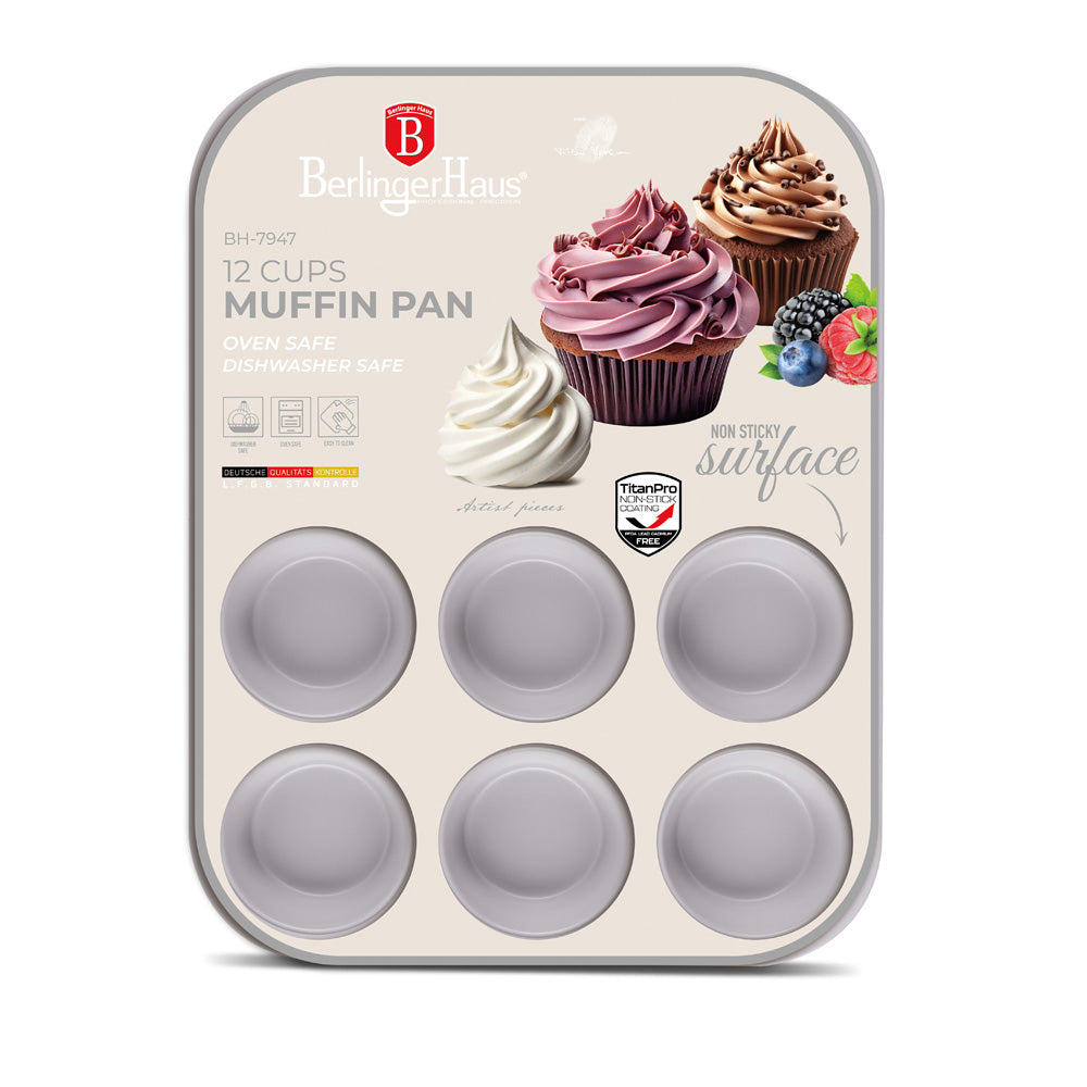 12 csészés tapadásmentes muffin sütőforma matt szürke Berlinger Haus Taupe Collection