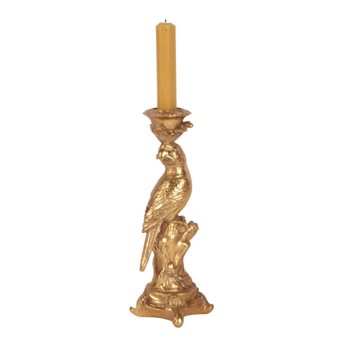 Vintage gyertyatartó 23,5 cm – madaras, arany