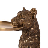 Dekor figura leopárd tálcával 62 cm – arany