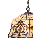 Tiffany függőlámpa 40 cm – Hexa, elefántcsont-zöld