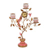 Papagáj gyertyatartó órával 16,5 cm – rózsaszín