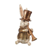 Dekor figura nyúl trombitával 17 cm – arany