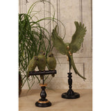 Dekor figura papagájpár talapzaton 33 cm – zöld
