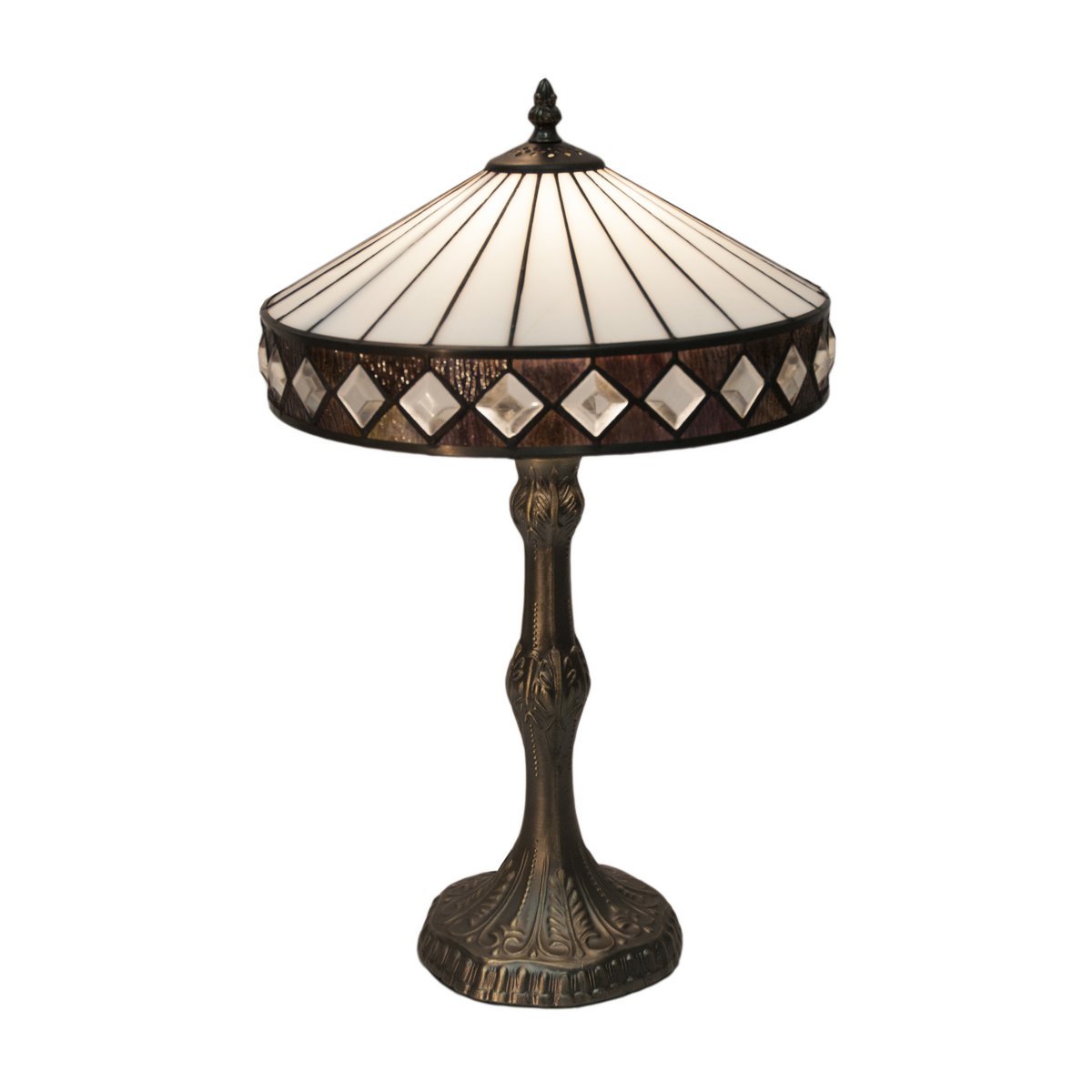 Tiffany asztali lámpa 30 cm – Illumina, fehér