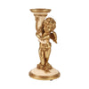 Vintage gyertyatartó 16 cm – angyalos, krémszínű/arany
