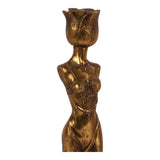 Vintage gyertyatartó 39,5 cm – nőalakos, arany