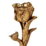 Vintage gyertyatartó 25,5 cm – madaras, virágos, arany