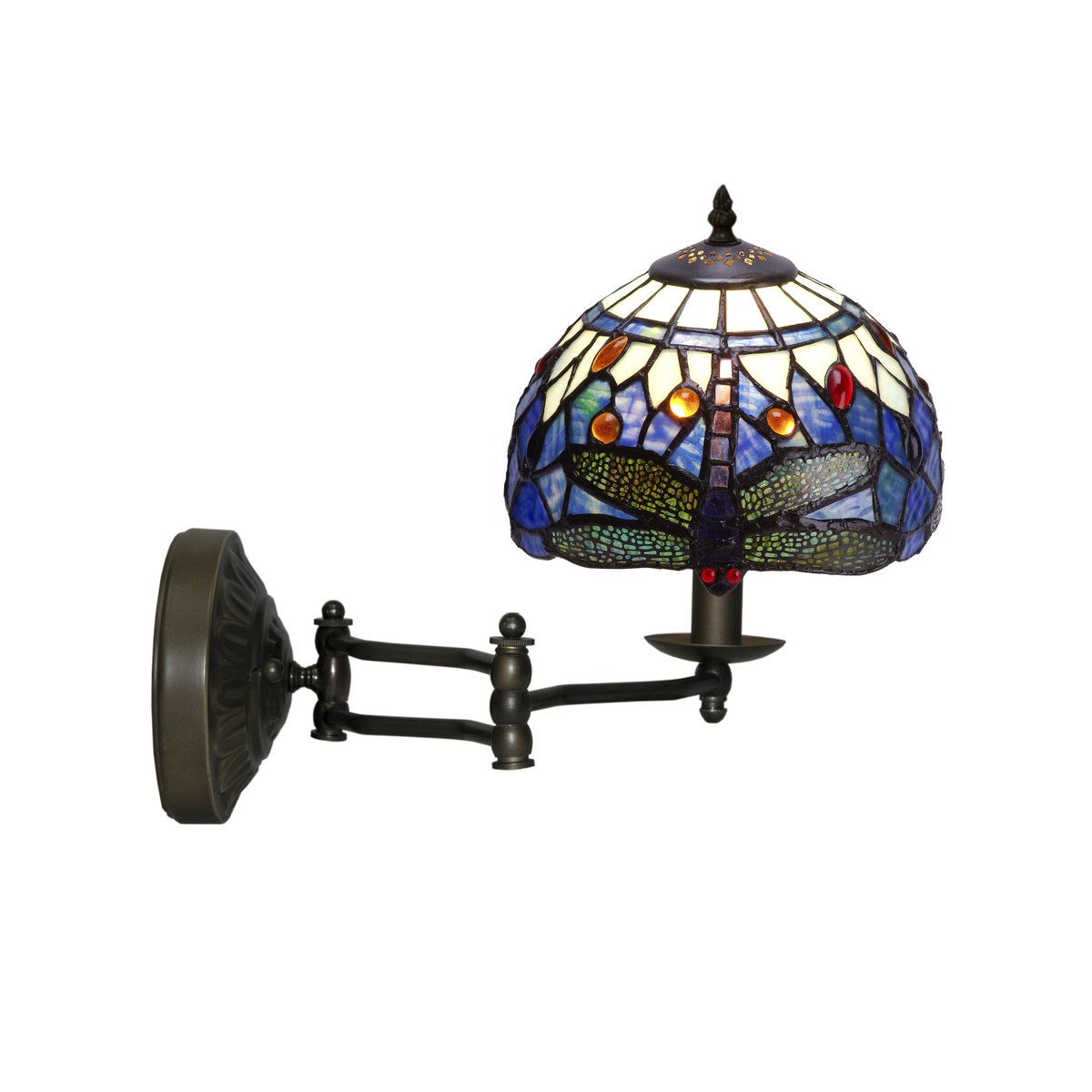 Tiffany fali lámpa 20 cm – Belle Epoque, kék-zöld