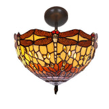 Tiffany mennyezeti lámpa 30 cm – Belle Amber, borostyán