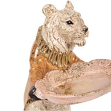 Dekor figura tigris tálcával 25 cm – rózsaszín
