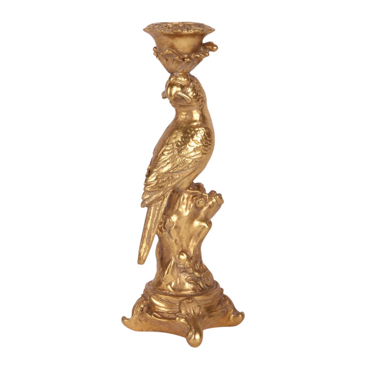 Vintage gyertyatartó 23,5 cm – madaras, arany