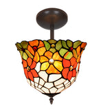 Tiffany mennyezeti lámpa 40 cm – Bell, fehér-sárga-narancssárga