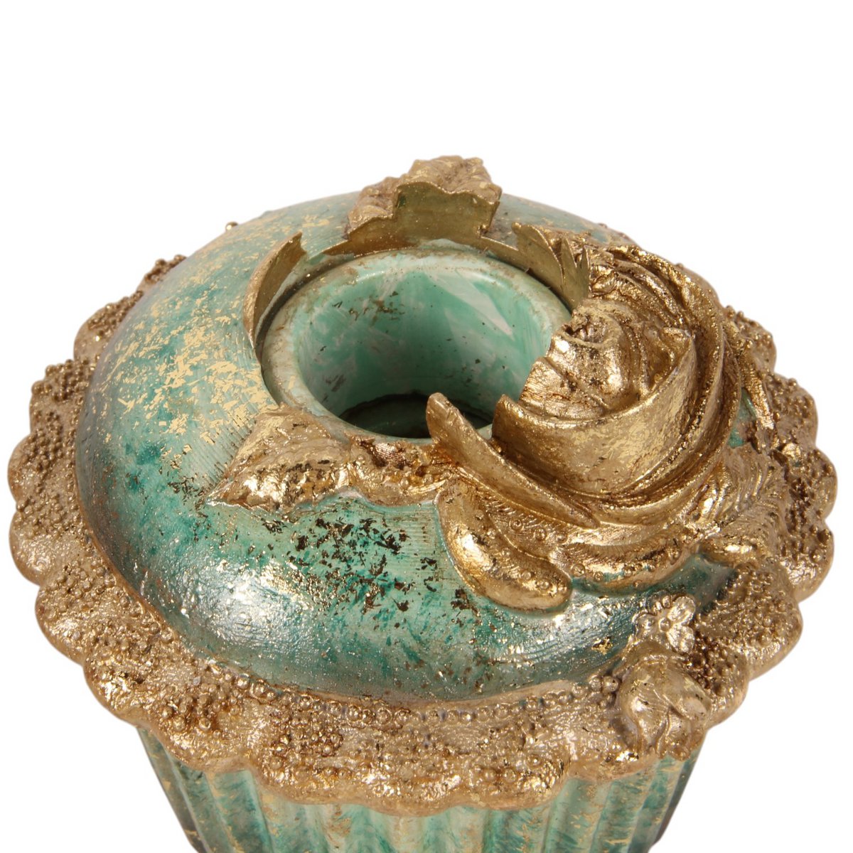 Vintage gyertyatartó 7,5 cm – torta formájú, kék