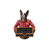 Dekor figura kutya tálcával 18 cm – piros