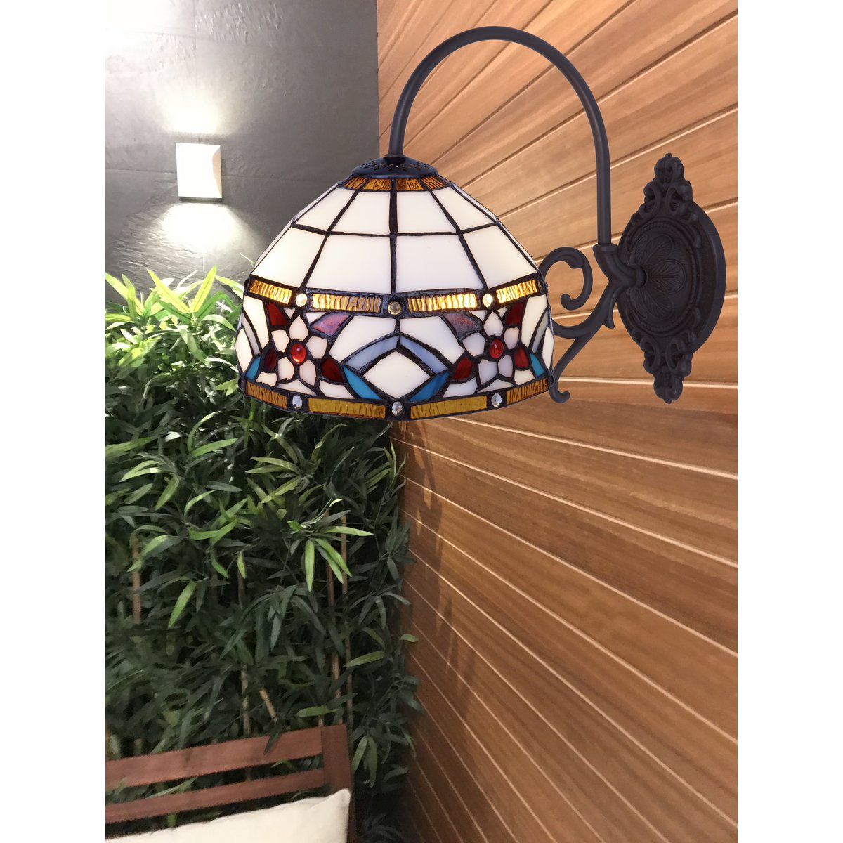 Tiffany fali lámpa 20 cm – Museum, fehér