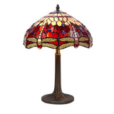 Tiffany asztali lámpa 40 cm – Belle Rouge, piros-fekete-barna