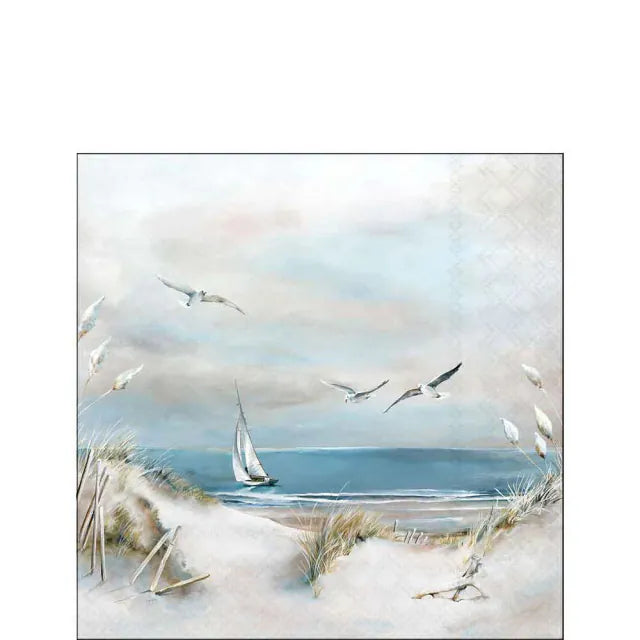 Nyári papírszalvéta 25x25 cm 20 db-os vitorlás és sirály mintával Sailing at sea