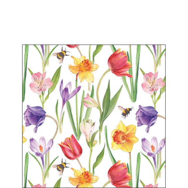 Virágos papírszalvéta 25x25 cm 20 db tavaszi mező mintával