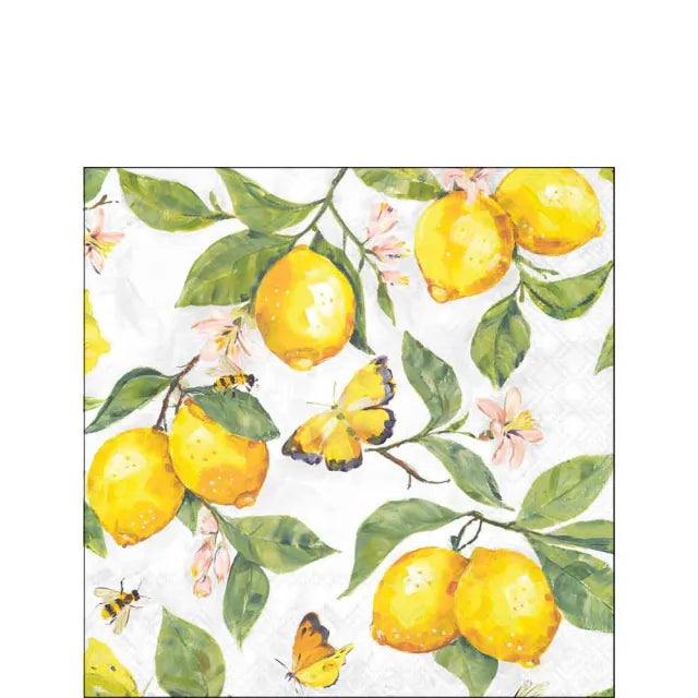 Háromrétegű papírszalvéta 25x25 cm 20 db-os citrom mintás Fresh lemons white