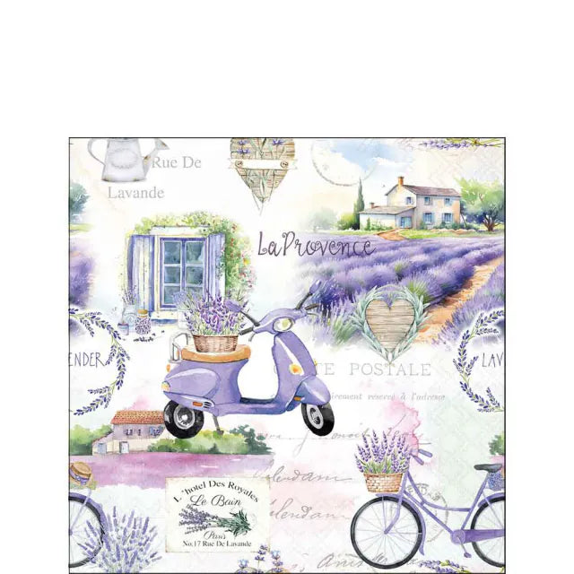 papírszalvéta 25x25 cm 20 db-os háromrétegű levendulás Provence mintával