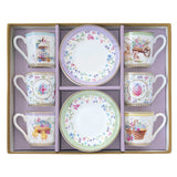 Spring Bloom húsvéti porcelán eszpresszó kávés csésze 6 személyes szett díszdobozban