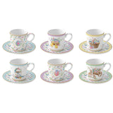 Spring Bloom húsvéti porcelán eszpresszó kávés csésze 6 személyes szett díszdobozban