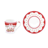 Karácsonyi Porcelán eszpresszó kávés csésze 6 személyes készlet díszdobozban Sweet Christmas