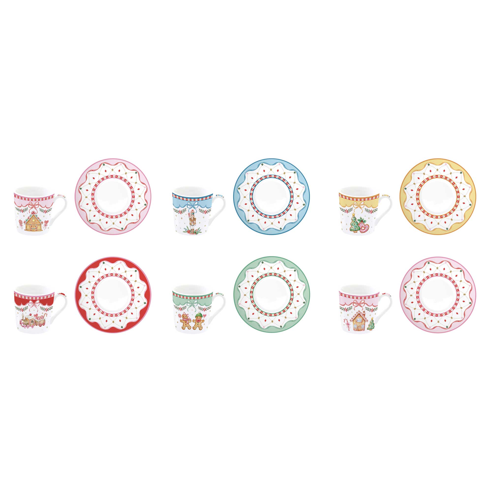 Karácsonyi Porcelán eszpresszó kávés csésze 6 személyes készlet díszdobozban Sweet Christmas
