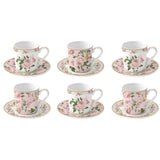 Porcelán eszpresszó kávés csésze 100 ml 6 személyes díszdobozban – Rózsa mintás Chant des Roses