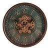 Loft falióra 40 cm mozgó fogaskerekekkel – antikolt zöld fém Bronx