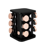 13 részes négyzet alakú fűszertartó állvány fekete rose gold