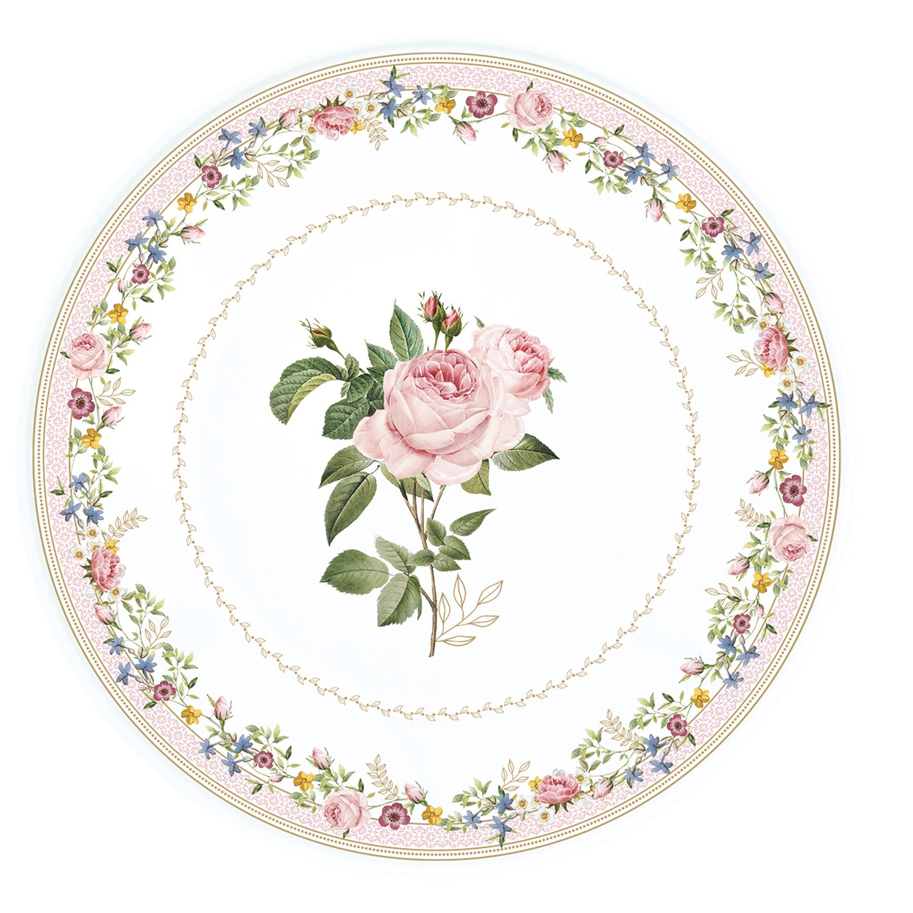 Porcelán tortatál 32 cm díszdobozban – Rózsa mintás Chant des Roses