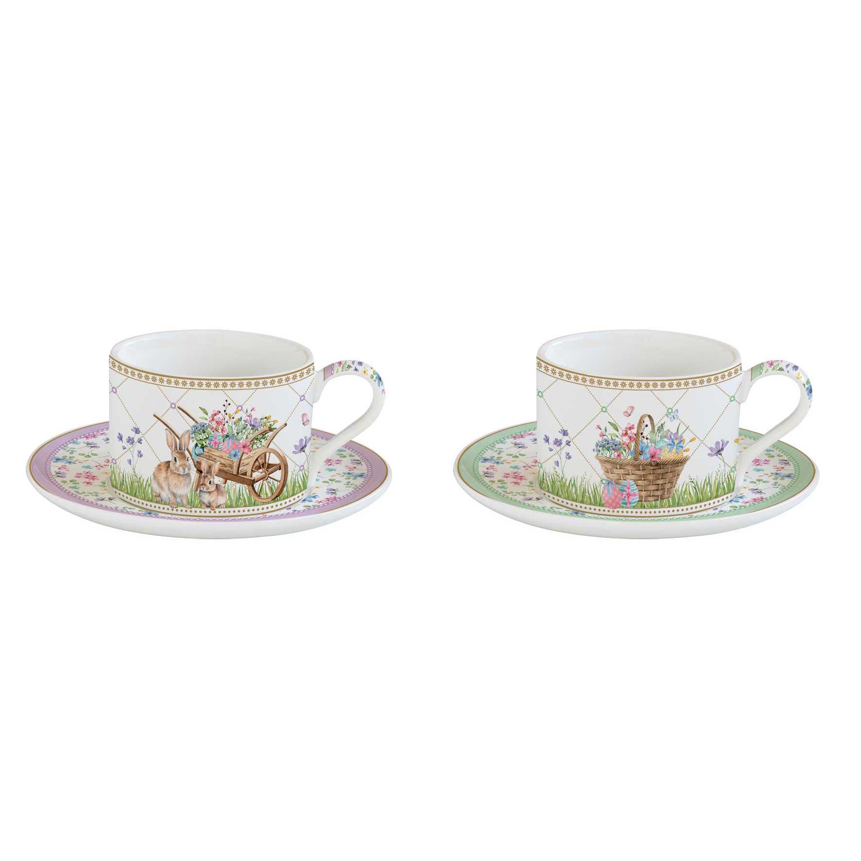 Spring Bloom húsvéti porcelán teás csésze 2 személyes szett díszdobozban