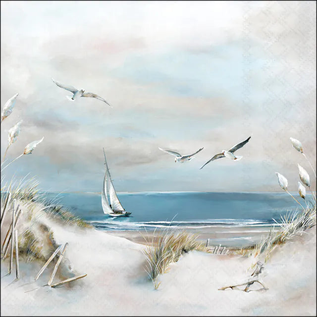 Nyári papírszalvéta 33x33 cm 20 db-os vitorlás és sirály mintával Sailing at sea
