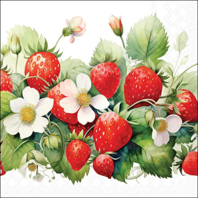 Eper mintás háromrétegű papírszalvéta 33x33 cm 20 db-os Juicy strawberries