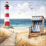 Nyári mintás papírszalvéta 33x33 cm 20 db-os világítótorony tengerpart