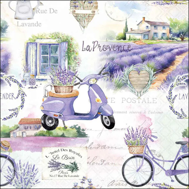 papírszalvéta 33x33 cm 20 db-os háromrétegű levendulás Provence mintával
