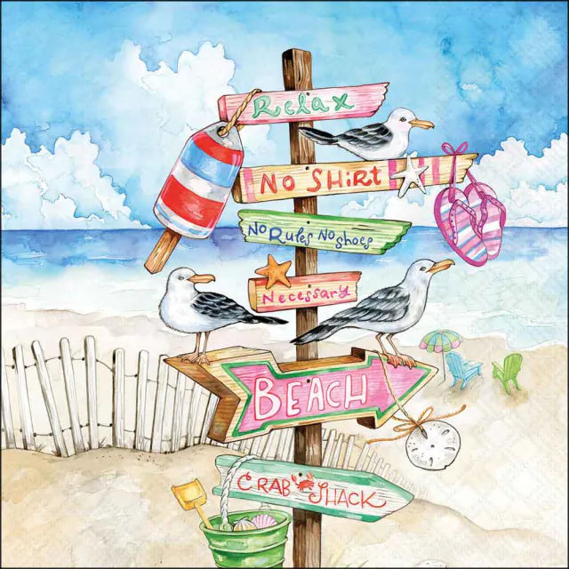 Nyári mintás papírszalvéta háromrétegű 33x33 cm 20 db-os Seaside signs