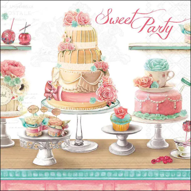 Papírszalvéta 33x33 cm 20 db-os háromrétegű süteményes Sweet party