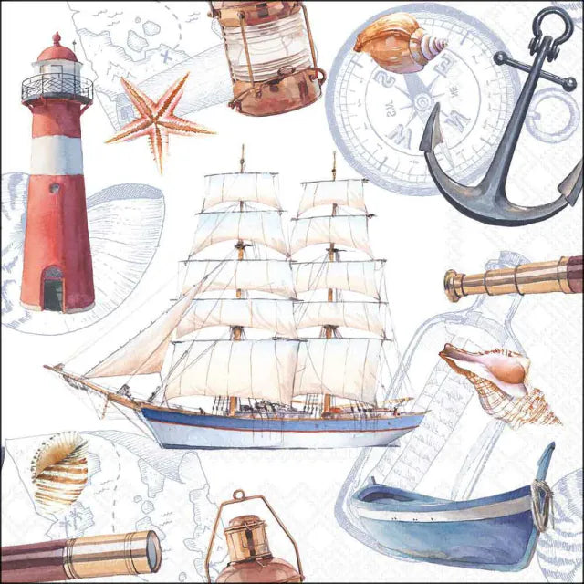 Nyári mintás papírszalvéta háromrétegű 33x33 cm 20 db-os Sailboat
