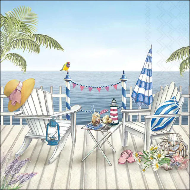 Nyári mintás papírszalvéta háromrétegű 33x33 cm 20 db-os Sea view
