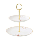 Karácsonyi Porcelán süteményes állvány 2 emeletes 16/21 cm díszdobozban Let it Snow