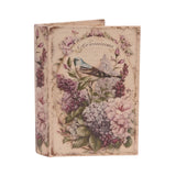 Madárkás-virágos vintage könyvesdoboz 20 cm – lila