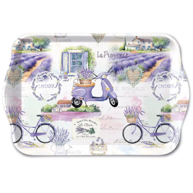műanyag konyhai kis tálca 13x21 cm levendulás Provence mintával