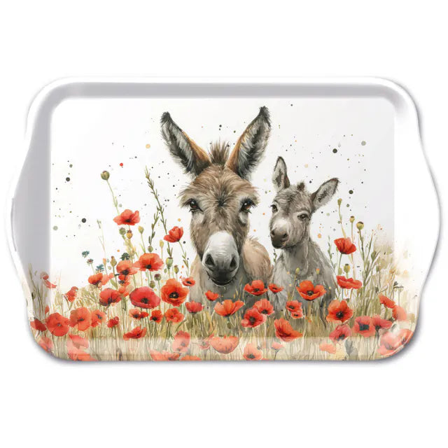 Műanyag kistálca 13x21 cm csacsi és pipacs mintával